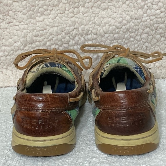 Sperry Top-Sider Womens Brown Leather Plaid Bluefish 2-Eye Boat Shoes Size US 8M - Picture 4 of 11